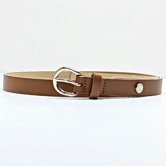 Steve Madden Women's Brown Faux Leather Skinny Belts Silver Buckle Size S - Picture 1 of 3
